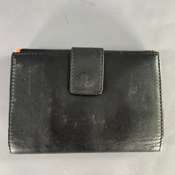 BURBERRY Black Faux Leather Check Trim Wallet - Picture 7 of 8